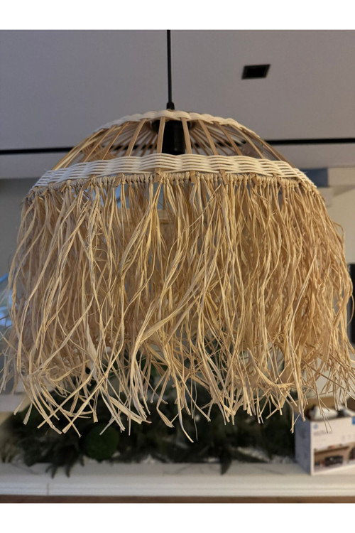 Rattan, Bambu Avize-2, 35 Cm -İskandinav Bohem ,Özel Tasarım Aydınlatma-Salon,Mutfak.Ofis