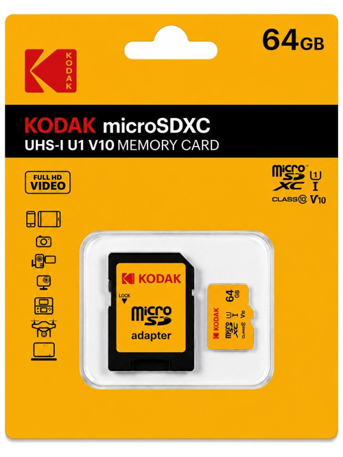 32GB Micro SD UHS-I C10 U1 V10 Kart + Adaptör (Sarı)