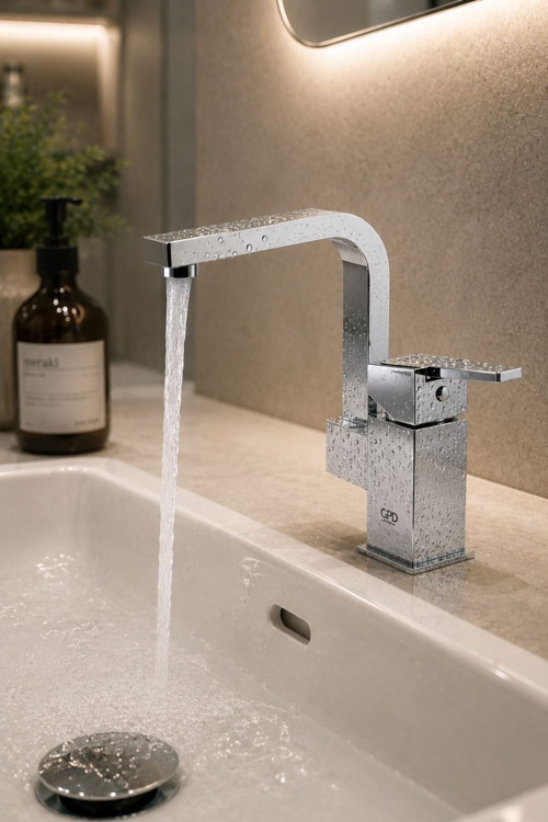 Mtl85 Ritmo Tek Gövde Lavabo Bataryası Krom Modern Tasarım Su Tasarruflu Musluk