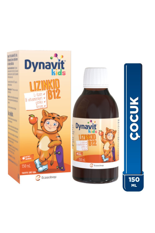 Kids Lizinkid-B12 Şurup 150mL - Çocuk L-lizin Aminoasit Destek, B Vitamin, Krom, Çinko- Yemek Zamanı