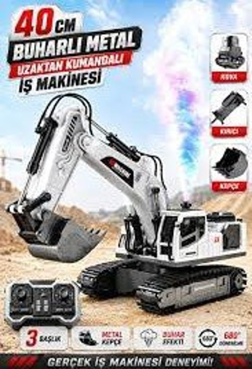 Uzaktan Kumandalı Buharlı Ekskavatör 40 cm - 3 Başlıklı Metal Kepçeli Şarjlı