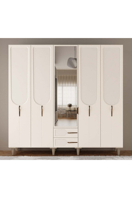 Açelya 5 Kapaklı Gardrop / 5 Kapılı Dolap / Komple Mdf / Modern Tasarım
