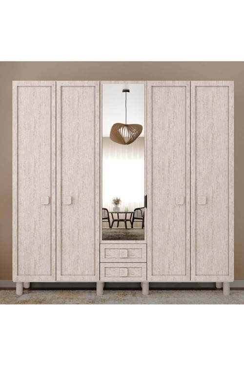 Nilüfer 5 Kapaklı Gardrop / 5 Kapılı Dolap / Komple Mdf / Modern Tasarım
