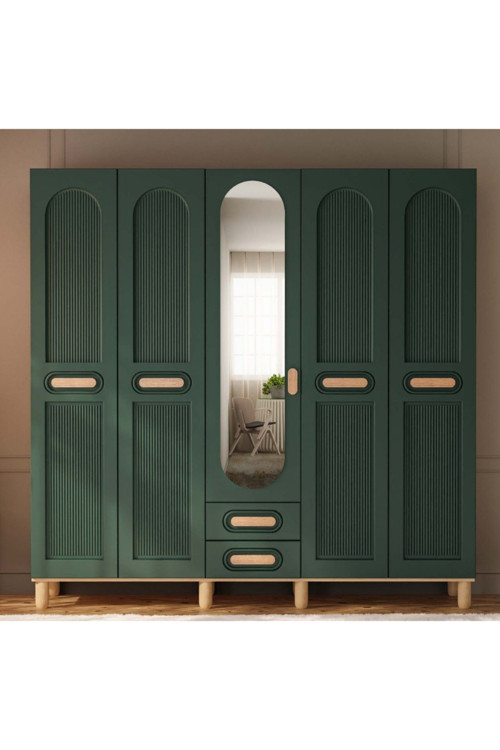 Begonya 5 Kapaklı Gardrop / 5 Kapılı Dolap / Komple Mdf / Modern Tasarım