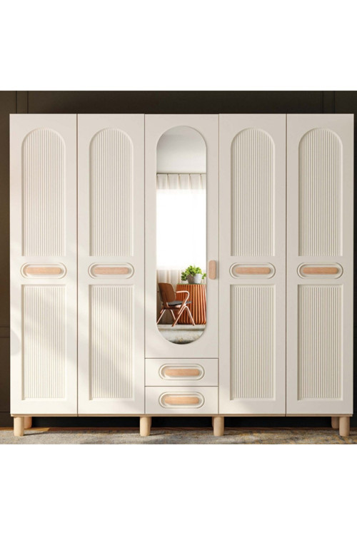 Orkide 5 Kapaklı Gardrop / 5 Kapılı Dolap / Komple Mdf / Modern Tasarım