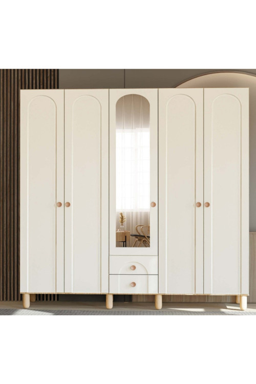 Papatya 5 Kapaklı Gardrop / 5 Kapılı Dolap / Komple Mdf / Modern Tasarım