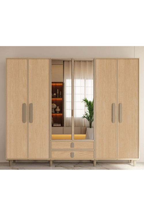 Karanfil 6 Kapaklı Gardrop / 6 Kapılı Dolap / Komple Mdf / Modern Tasarım