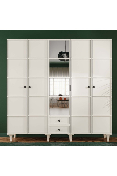 Zambak 5 Kapaklı Gardrop / 5 Kapılı Dolap / Komple Mdf / Modern Tasarım