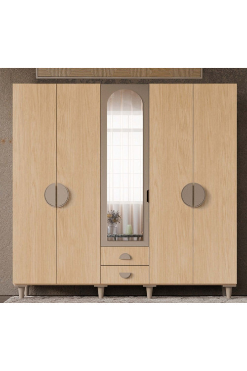 Ladin 5 Kapaklı Gardrop / 5 Kapılı Dolap / Komple Mdf / Modern Tasarım