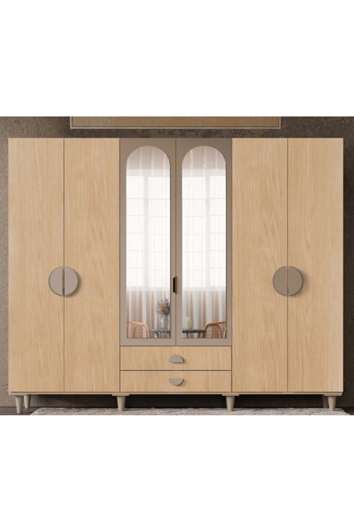 Ladin 6 Kapaklı Gardrop / 6 Kapılı Dolap / Komple Mdf / Modern Tasarım