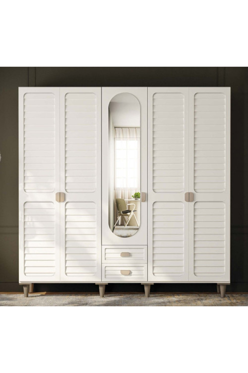 Lavanta 5 Kapaklı Gardrop / 5 Kapılı Dolap / Komple Mdf / Modern Tasarım