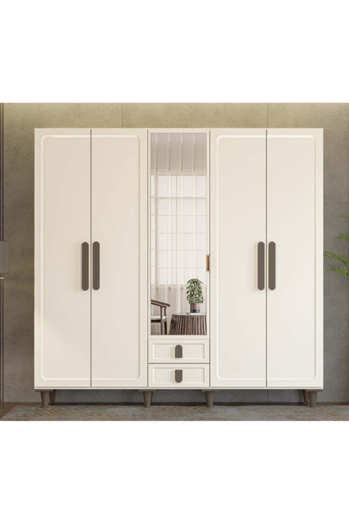 Manolya 5 Kapaklı Gardrop / 5 Kapılı Dolap / Komple Mdf / Modern Tasarım