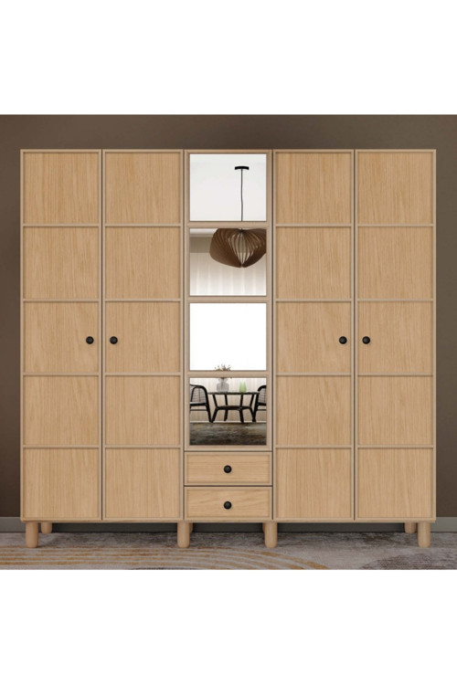 Meşe 5 Kapaklı Gardrop / 5 Kapılı Dolap / Komple Mdf / Modern Tasarım
