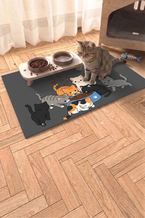 Kedi Köpek Beslenme Matı 50x70cm Kedi Sofrası Su Geçirmez Kaymaz Mama Kabı Altlığı Paspas