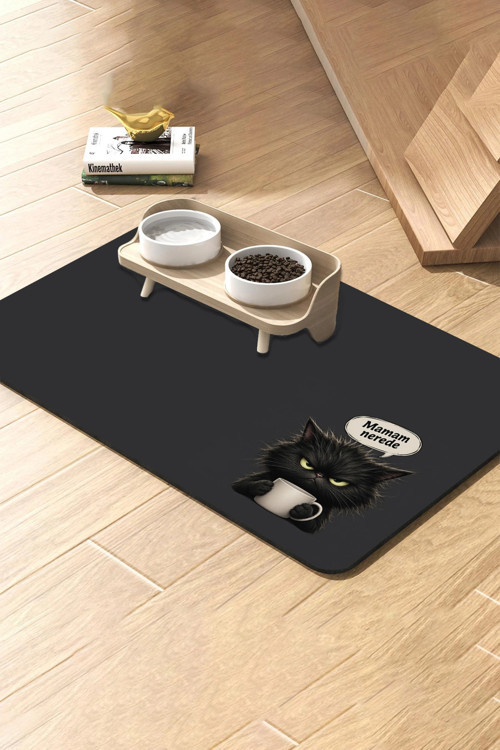 Kedi Köpek Beslenme Matı 50x70cm Huysuz Kedi Su Geçirmez Kaymaz Mama Kabı Altlığı Paspası