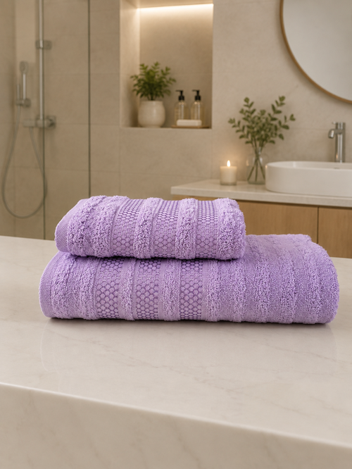 Pamuklu Saç Havlusu 50x90 ve Banyo Havlusu 90x150 Yumuşak Dokulu Emici Saç ve Banyo Havlusu