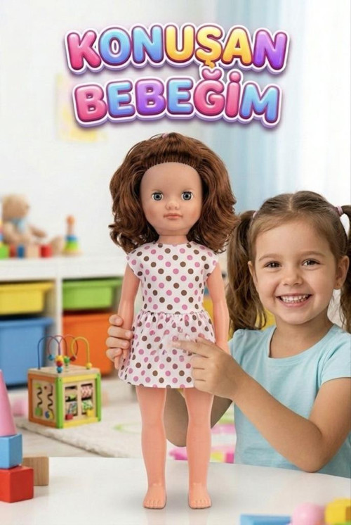 Alya Türkçe Konuşan Etkileşimli Eğitici Oyuncak Bebek – 40 cm Kafası ve Kolları Et Bebek