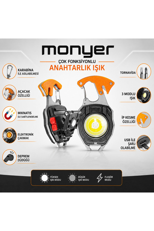 Çok Amaçlı Işık Led Anahtarlık Fener Açacaklı Tornavidalı Acil Durum Lambası Feneri Influencer Işığı