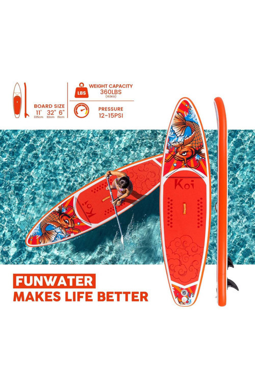 Koi Balığı Efsanesi Koı 11′ Lıghtweıght Stand Up Paddle Board Sup Board 350X84X15 Cm 1 Yıl Garanti