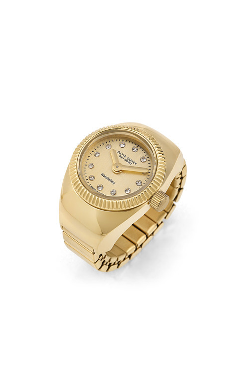 Unisex Gold Kadranlı Gold Yüzük Saat Kristal Taş Detaylı - DG-8643LA-B4B
