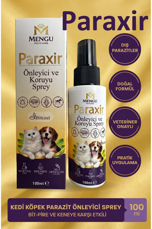 Paraxir Bit Pire Kene Spreyi Doğal Koruma Kedi Köpek Kuş Tavşan Uyumlu Büyük Boy Şişe 100 ml