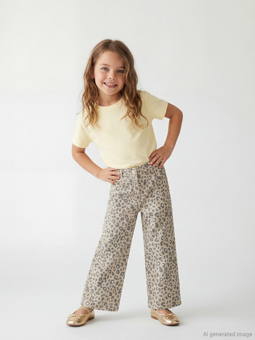 LCW Kids Yeşil Standart Kalıp Kız Çocuk Gabardin Pantolon