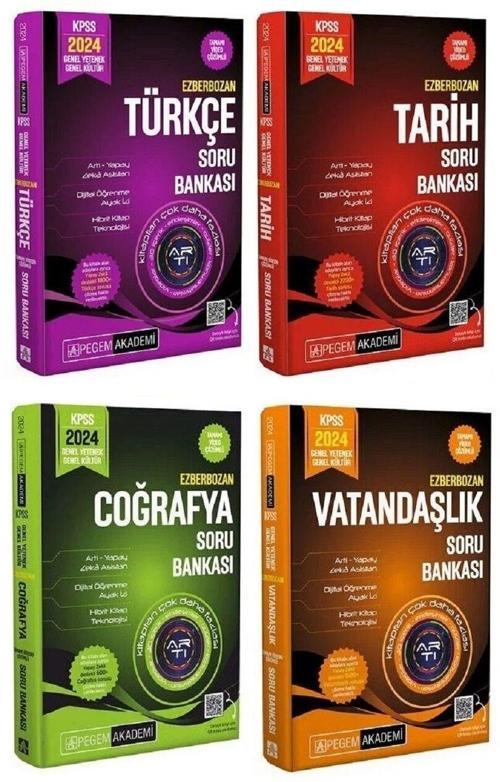 Pegem 2024 KPSS Ezberbozan Türkçe+Tarih+Coğrafya+Vatandaşlık Soru Bankası 4 lü Set Pegem Akademi