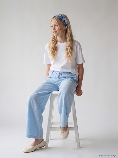 LCW Kids Mavi Loose Fit Kız Çocuk Pantolon