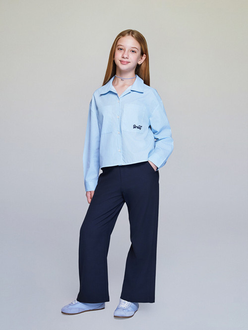 LCW Kids Lacivert Beli Lastikli Kız Çocuk Pantolon