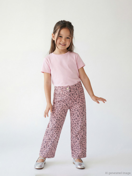 LCW Kids Pembe Standart Kalıp Kız Çocuk Gabardin Pantolon