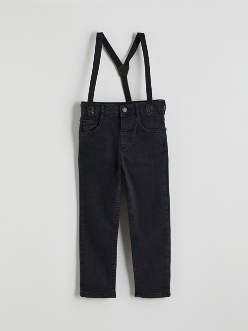 LCW Kids Siyah Askılı Erkek Çocuk Jean Pantolon