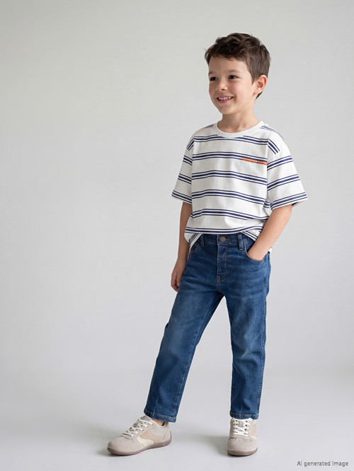 LCW Kids İndigo Beli Lastikli Loose Fit Erkek Çocuk Jean Pantolon