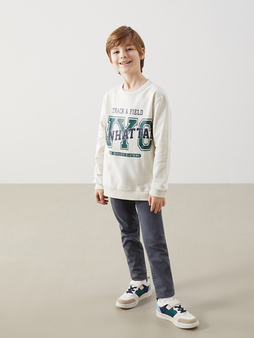 LCW Kids Gri Beli Ayarlanabilir Lastikli Erkek Çocuk Jean Pantolon