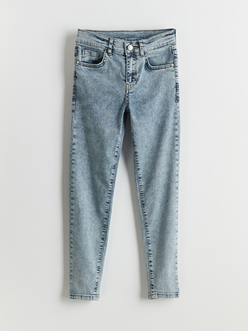 LCW Kids İndigo Beli Ayarlanabilir Lastikli Erkek Çocuk Jean Pantolon