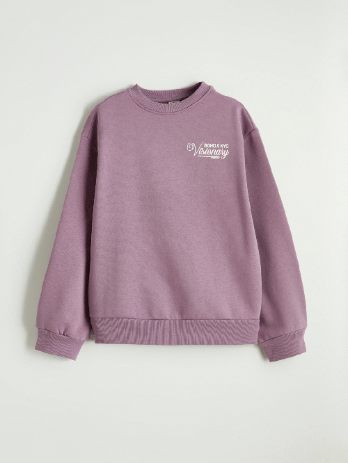 LCW Kids Lila Baskılı Kız Çocuk Kalın Sweatshirt
