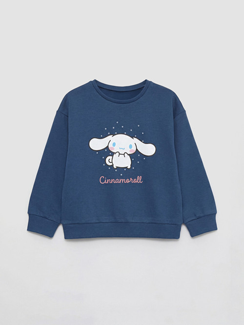 LCW Kids İndigo Cinnamoroll Baskılı Kız Çocuk Sweatshirt