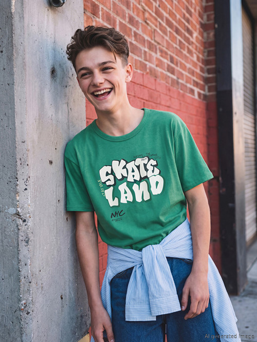 LCW Kids Yeşil Baskılı Erkek Çocuk Tişört