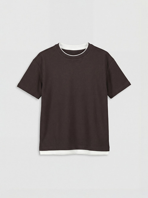 LCW Kids Kahverengi Basic Erkek Çocuk Tişört