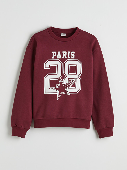 LCW Kids Mürdüm Paris Baskılı Kız Çocuk Kalın Sweatshirt