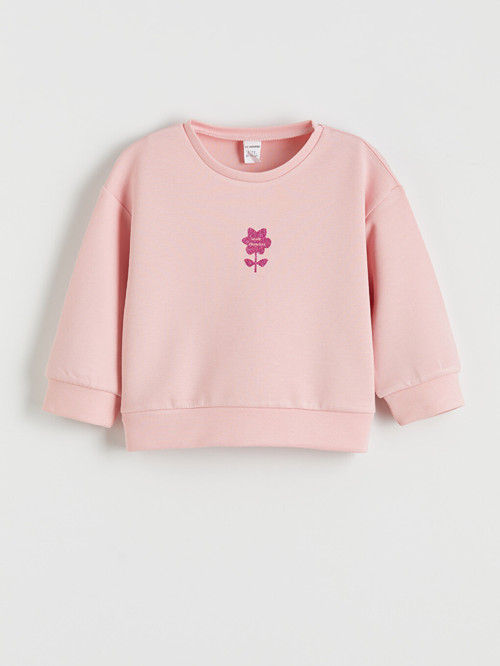 LCW Kids Pembe Baskılı Kız Çocuk Soft Touch Sweatshirt