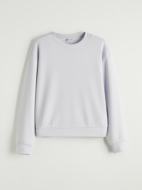 LCW Kids Lila Bisiklet Yaka Kız Çocuk Soft Touch Sweatshirt