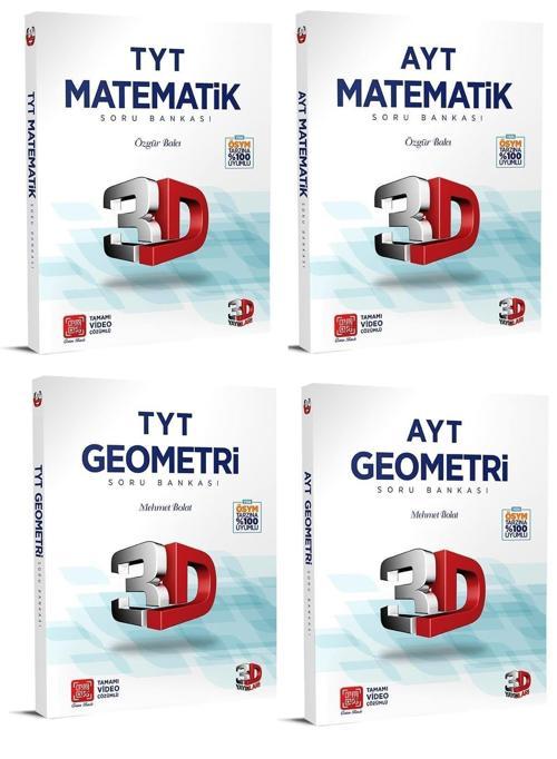 3D Yayınları 2024 Tyt Ayt Matematik Geometri Soru Bankası Seti