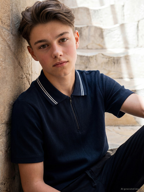 LCW Kids Lacivert Fermuarlı Polo Yaka Erkek Çocuk Tişört