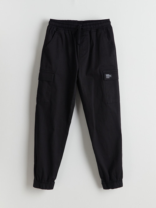 Lcw Kids Siyah Beli Lastikli Erkek Çocuk Kargo Jogger Pantolon