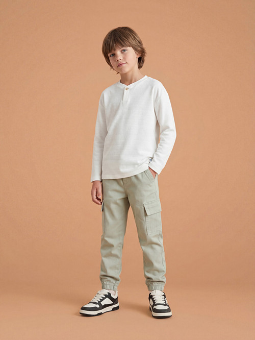 Lcw Kids Yeşil Beli Lastikli Erkek Çocuk Kargo Pantolon