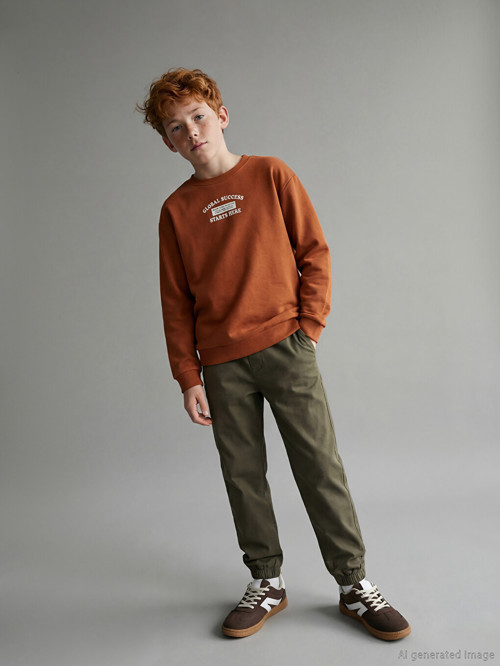 LCW Kids Haki Beli Lastikli Erkek Çocuk Jogger Pantolon