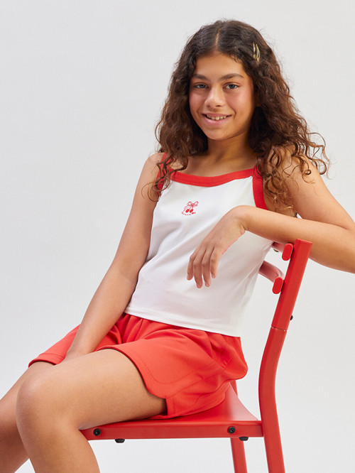 LCW Kids Beyaz Kare Yaka İp Askılı Kız Çocuk Crop Atlet