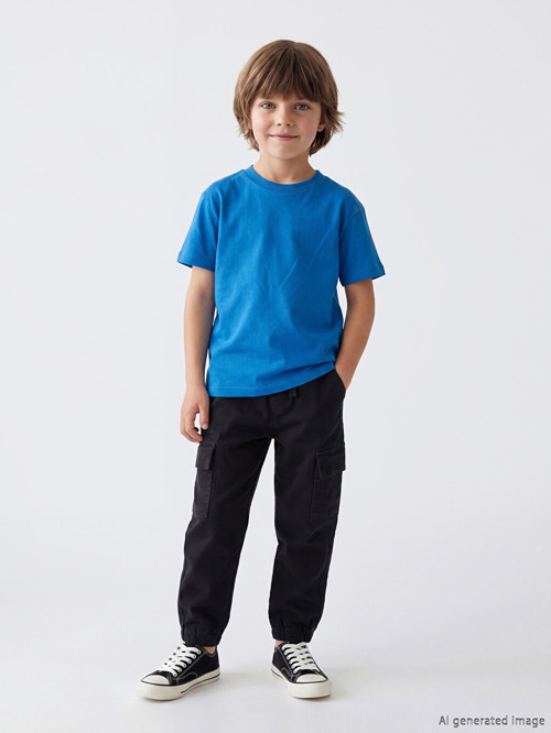 Lcw Kids Siyah Beli Lastikli Erkek Çocuk Kargo Pantolon