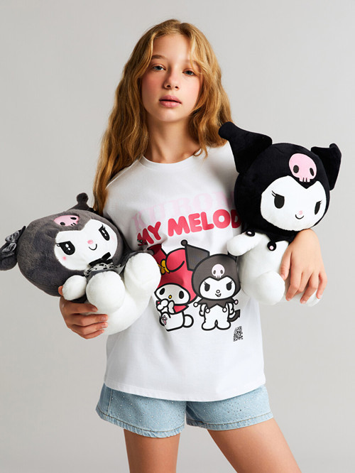 LCW Kids Beyaz Bisiklet Yaka My Melody Baskılı Kız Çocuk Tişört