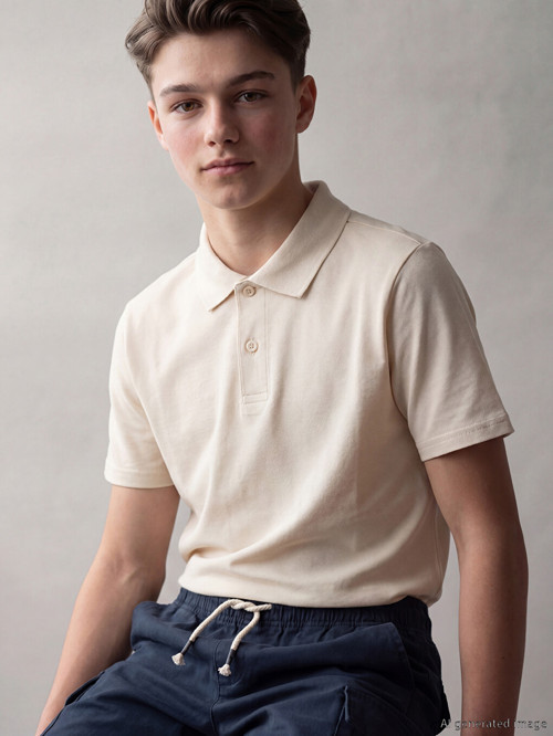 LCW Kids Bej Polo Yaka Erkek Çocuk Tişört